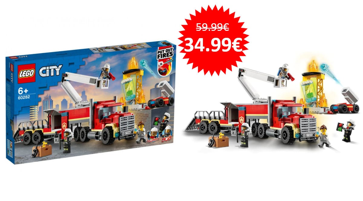 ¡Sin usar ningún cupón! LEGO City Camión de Bomberos Unidad de Control de Incendios sólo 34.99 euros. Oferta Flash Miravia. ¡Sólo hoy!