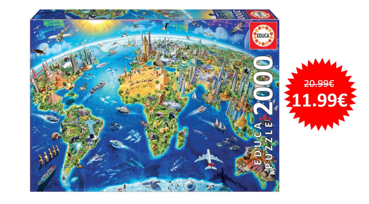 ¡Precio mínimo histórico! Puzzle Educa de 2000 piezas Símbolos del Mundo sólo 11.99 euros.
