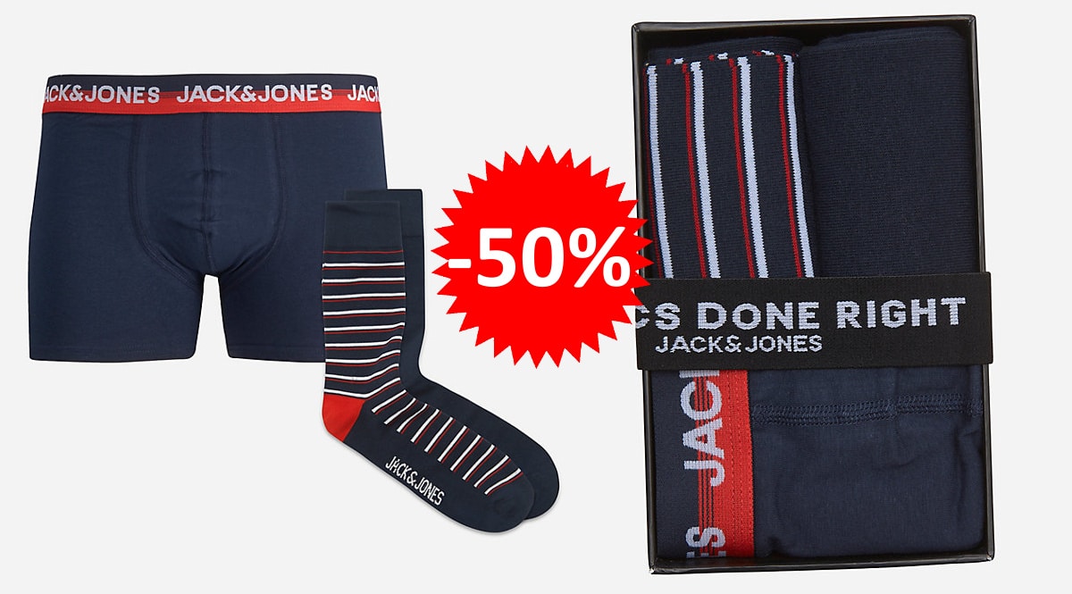 Set regalo Jack & Jones Jacmazon Giftbox con bóxer + calcetines barato, ropa interior barata, ofertas en ropa, chollo+