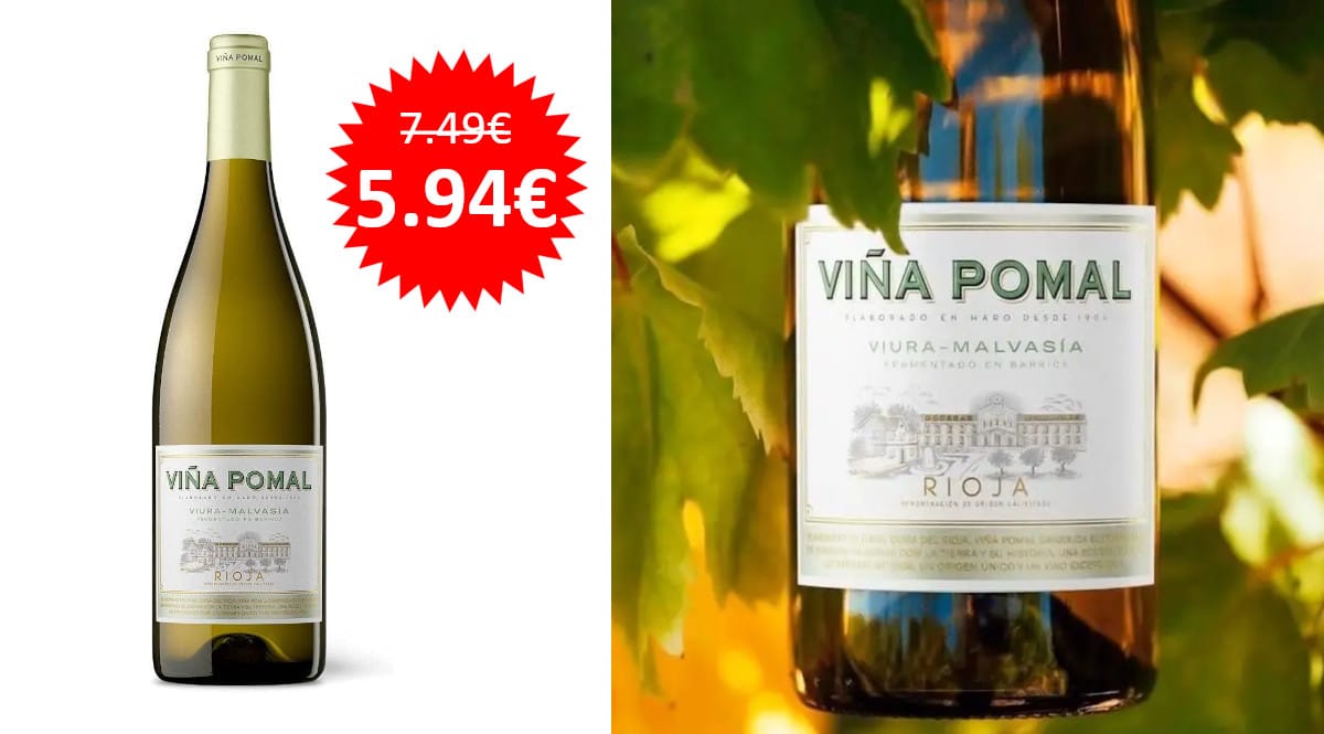 ¡Precio mínimo histórico! Vino blanco D.O.Ca. Rioja Viña Pomal sólo 5.94 euros.