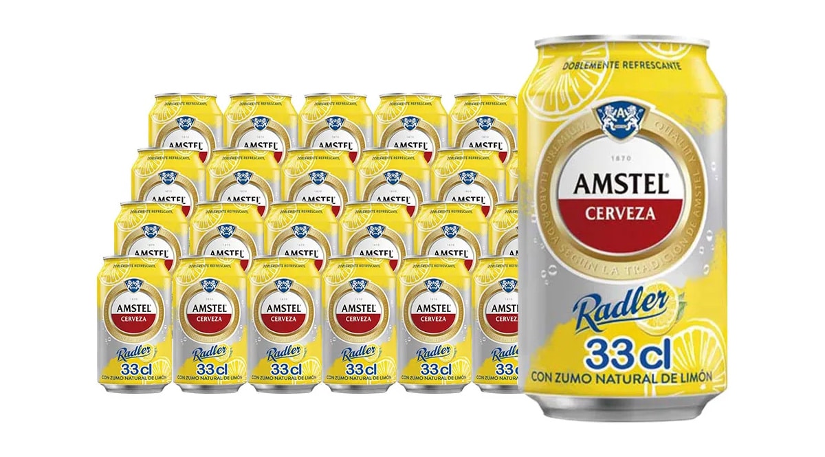 24 latas de cerveza Amster Radler baratas. Ofertas en supermercado, chollo