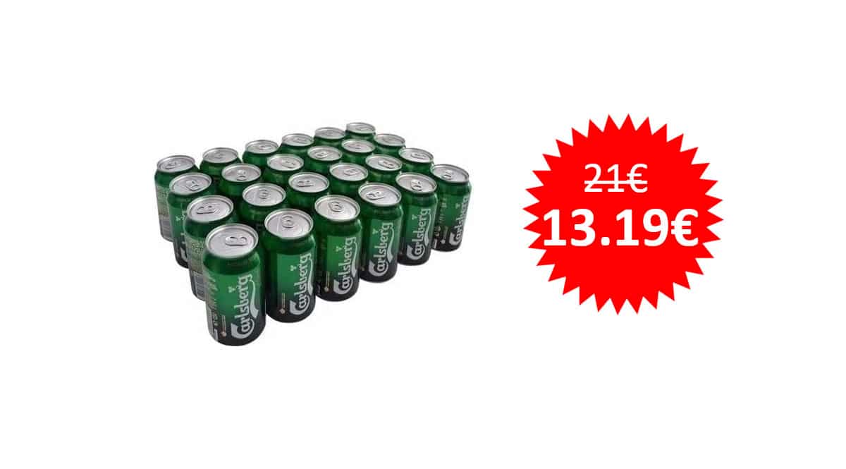 ¡¡Chollo!! 24 latas de cerveza Carlsberg de 33cl sólo 13.19 euros.
