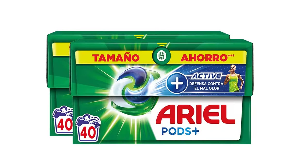 80 cápsulas de detergente Ariel Pods Active barato, detergente barato, ofertas en supermercado chollo