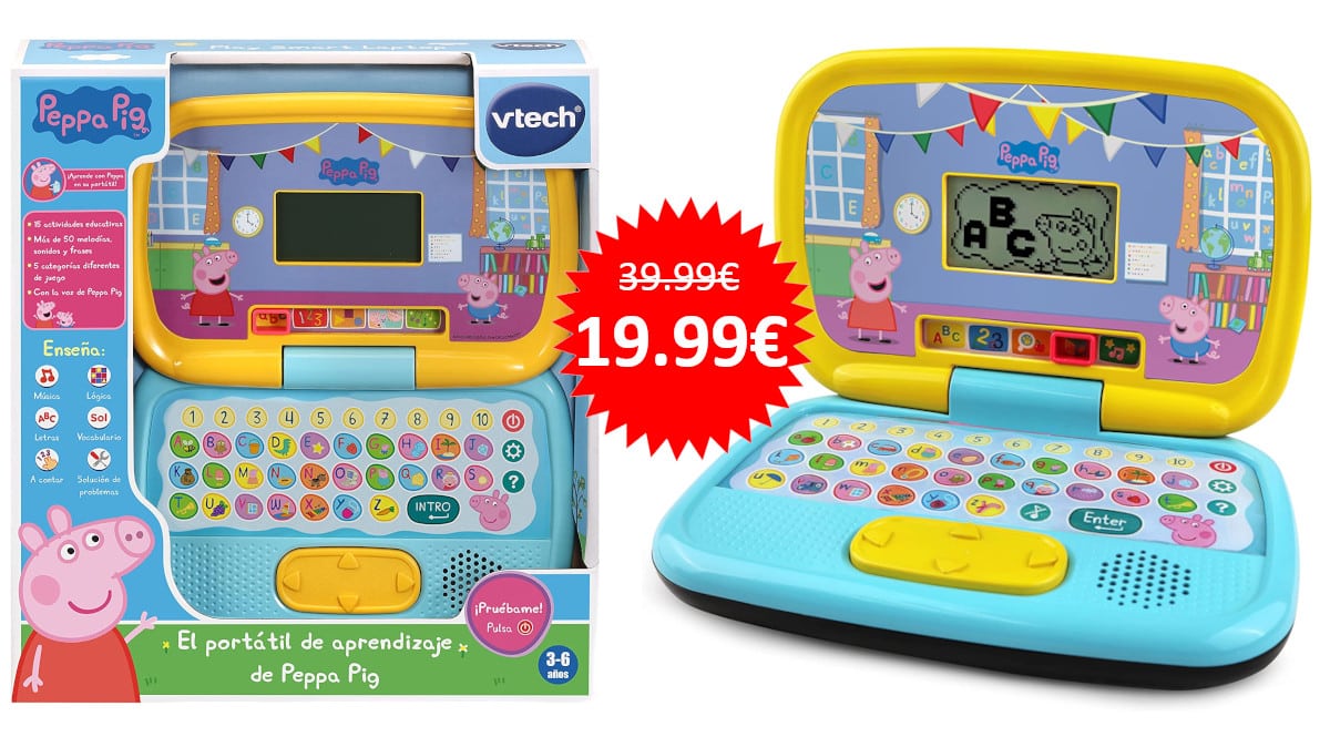 ¡Precio mínimo histórico! Portátil de aprendizaje VTech Peppa Pig sólo 19.99 euros. 50% de descuento.