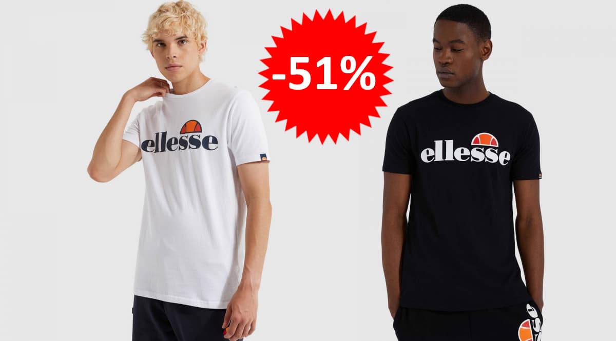 ¡Oferta Flash Miravia! Camiseta para hombre Ellesse sólo 14.99 euros. 51% de descuento. En blanco y en negro.