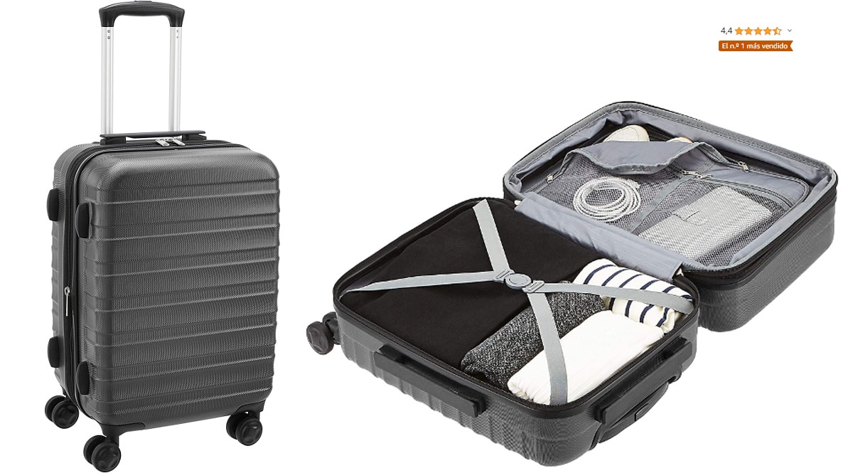 Maleta de mano rígida Amazon Basics barata, maletas de cabina de marca baratas, ofertas en equipaje, chollo