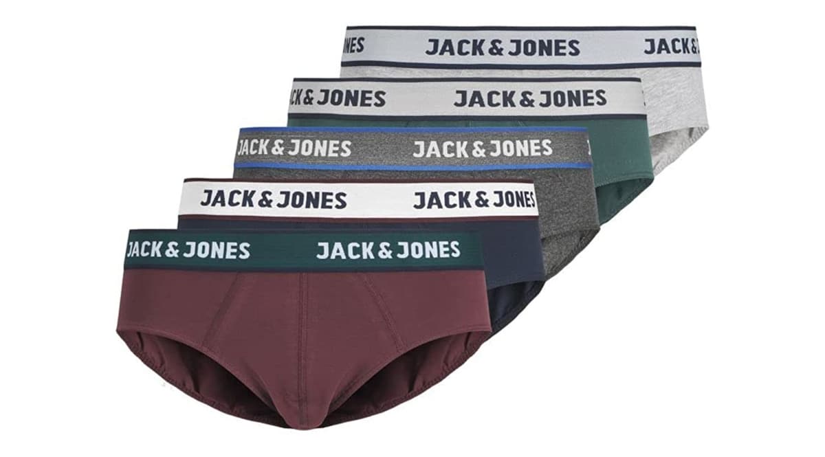 Pack de 5 slips Jack & Jones baratos, ropa de marca barata, ofertas en ropa interior chollo