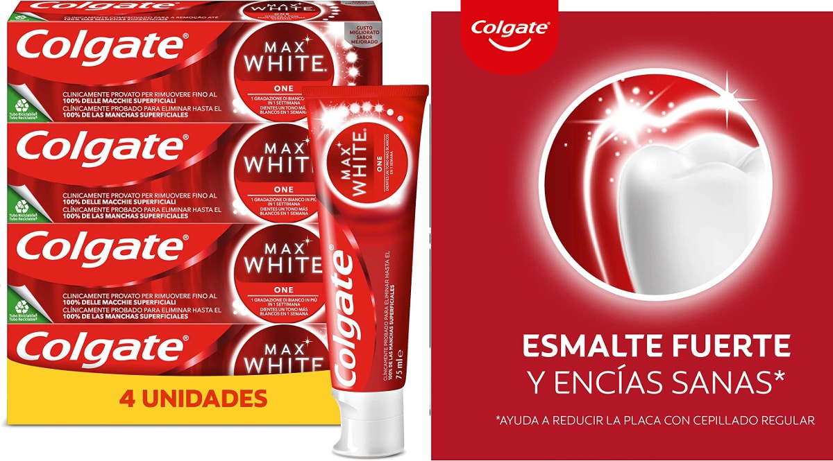 Pasta de dientes Colgate Max White One barata, pasta de dientes de marca barata, ofertas en supermercado, chollo