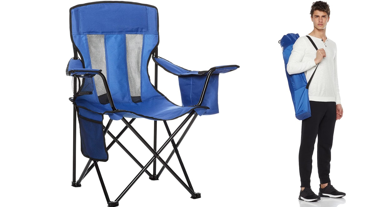Silla de camping o playa con enfriador Amazon Basics barata, sillas de camping de marca baratas, ofertas en jardín, chollo