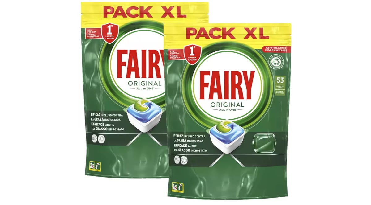 106 pastillas de lavavajillas Fairy Original All in One baratas, detergente barato, ofertas en supermercado chollo