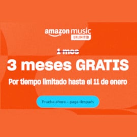 ¡¡Chollo!! 3 meses de Amazon Music Unlimited gratis (tarifa individual mensual). Sólo nuevos clientes.